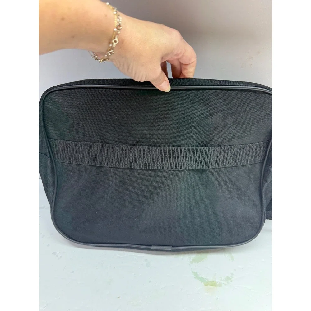 Pony Black Canvas Messenger Bag Crossbody Travel Laptop Bag PG10-091-005-32